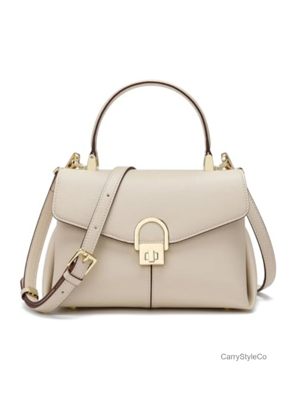 Synthetic Leather Top Handle Satchel Tote Bag with Metal Button Lock